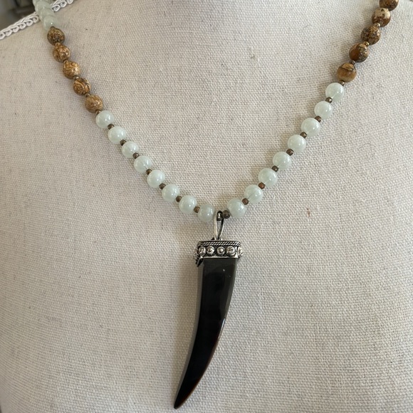 Bone and Stone Statement Necklace - Picture 3 of 5